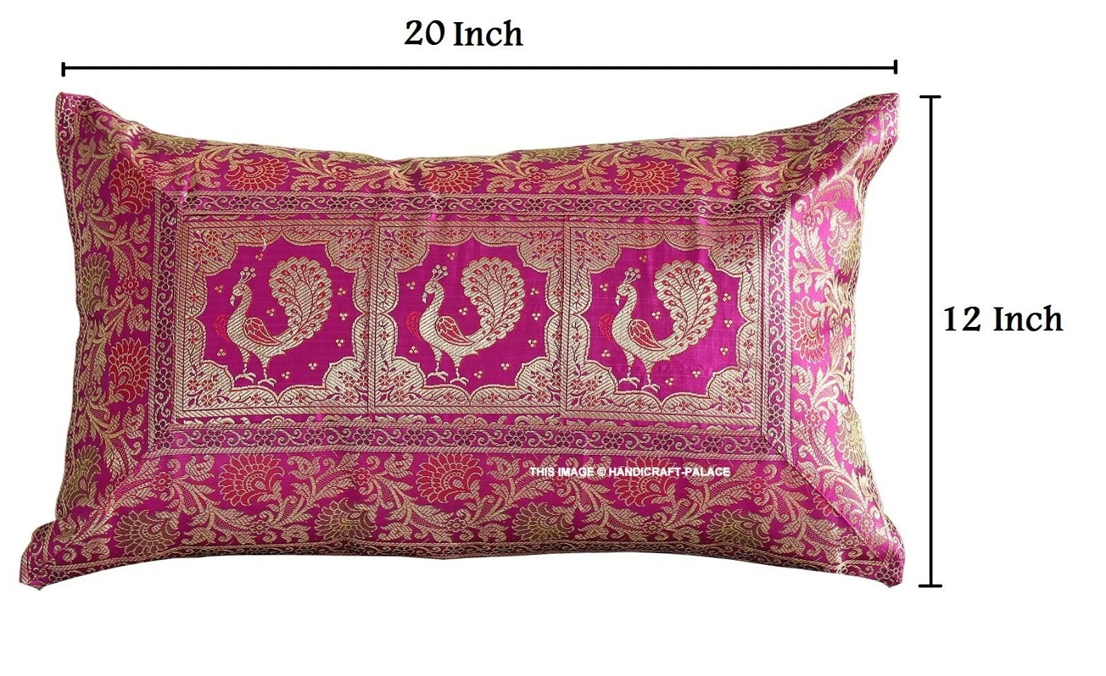 Handmade Brocade Silk Cushion Cover Indian Home Sofa Decor Pillow Case 12"x20"