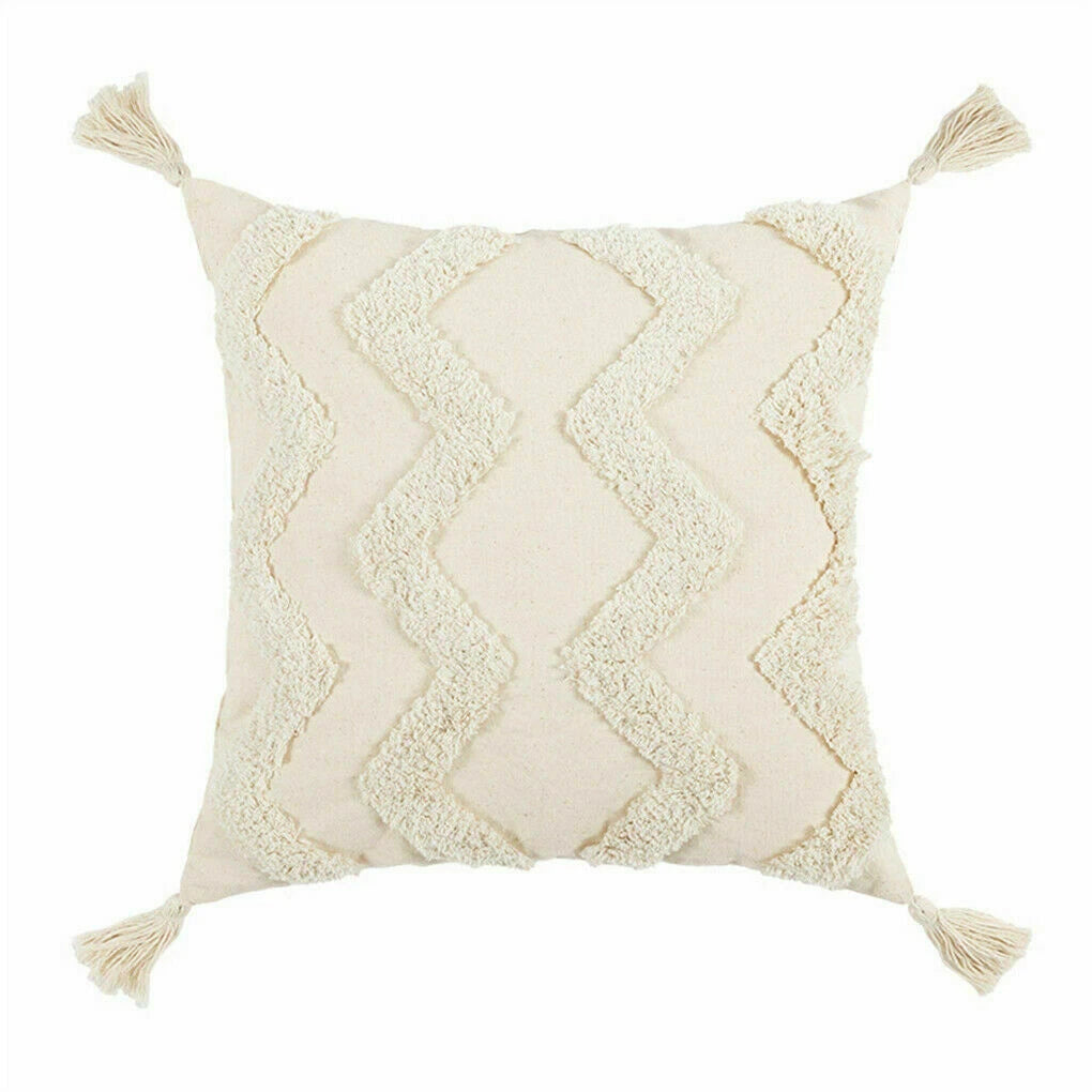 Boho Moroccan Throw Pillow Covers w/ Tassel Tufted Sofa Bed Cushion Cases Home