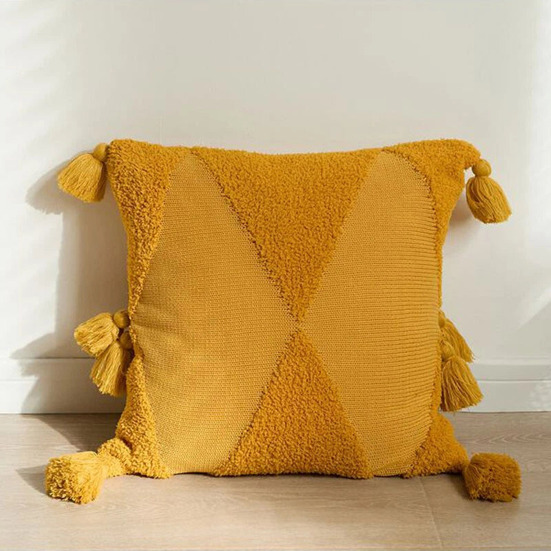 Knitted Cushion Cover Tassel Pom Pom Pillowcase Square Pillows Covers Sofa Bed