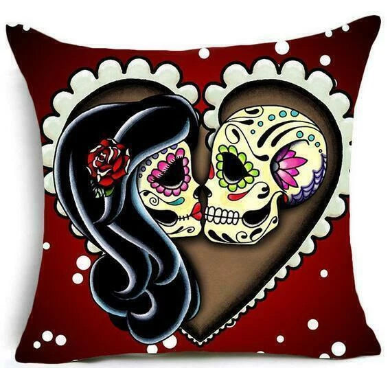 Plant Rocking Punk Skull Pillows Cover Home Sofa Decorative Pillows Cushion 18"
