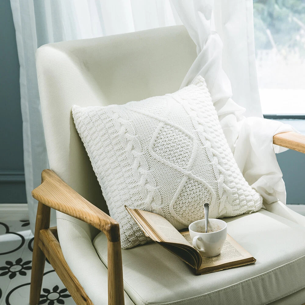 Square Knitted Tassel Pillowcase Sofa Bed Waist Throw Back Cushion Covers Chair