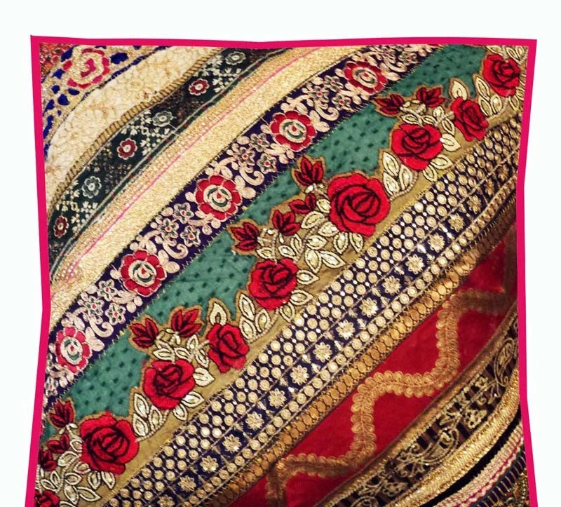 Decorative Home Decor 24 x 24 in Boho Cushion Cover Beaded Boho Sofa Pillow Case