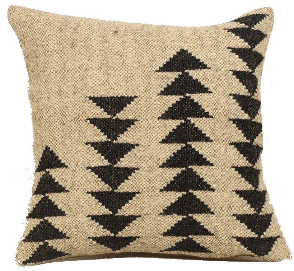 Handwoven Woll Jute Cushion Cover 18x18 Vinatge Sofa Pillow Case Kilim Chair Pad