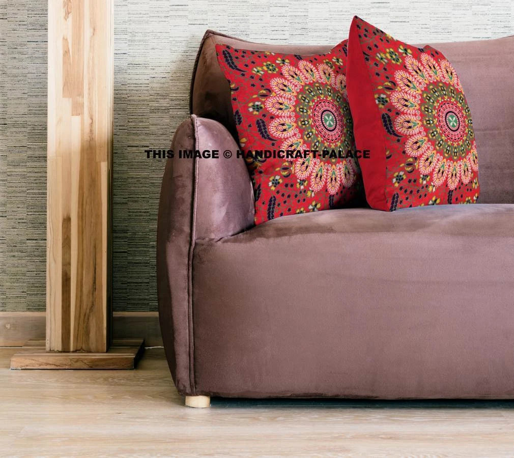 Indian Peacock Mandala Cushion Cover Square Floor Pillow Large Sofa Bed Decor