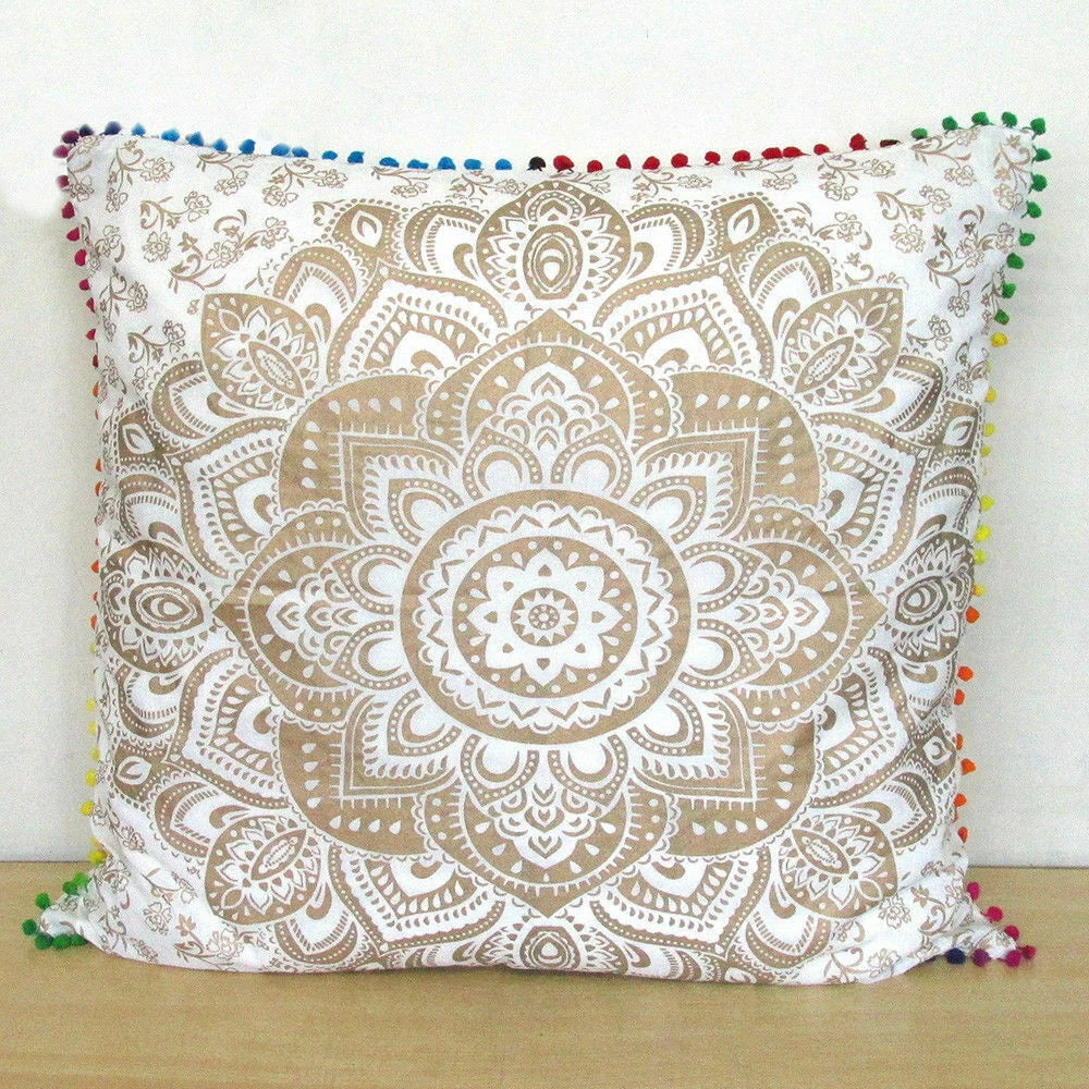 22" Cotton Cushion Cover 2 Pieces Pack, Handmade Pillow Cases, Sofa Cushion