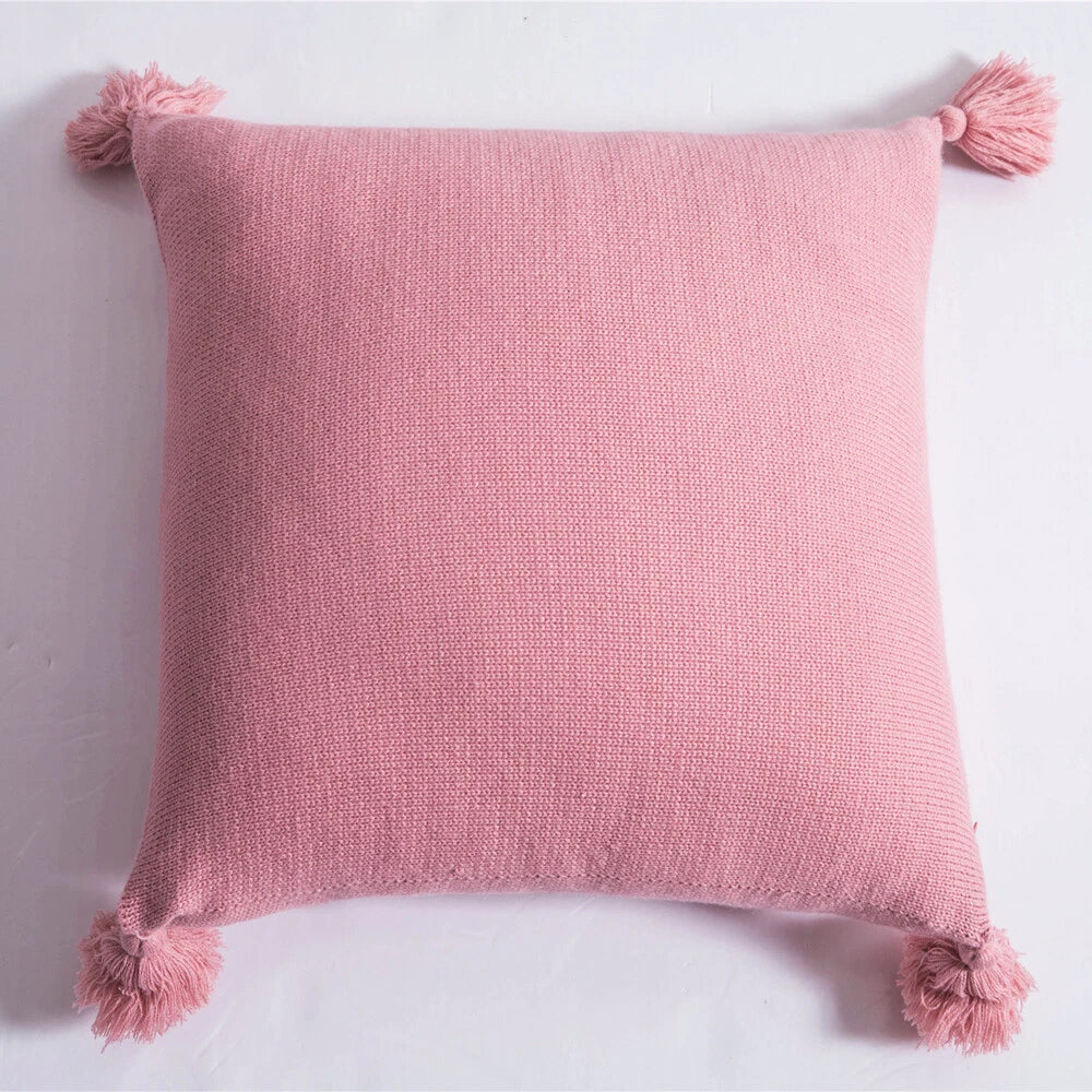 Square Knitted Tassel Pillowcase Sofa Bed Waist Throw Back Cushion Covers Chair