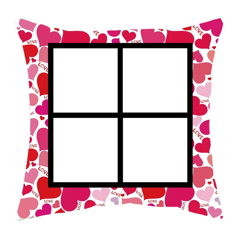 DIY Pink Heart Love Gift Sofa Bed Cushion Cover Sublimation Blank Home Decor