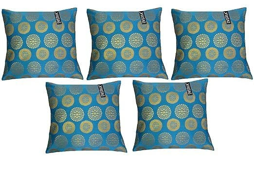 Brocade Dupion Silk Cushion Cover throw sofa case covers 24x24 Inch 5 pcs Set