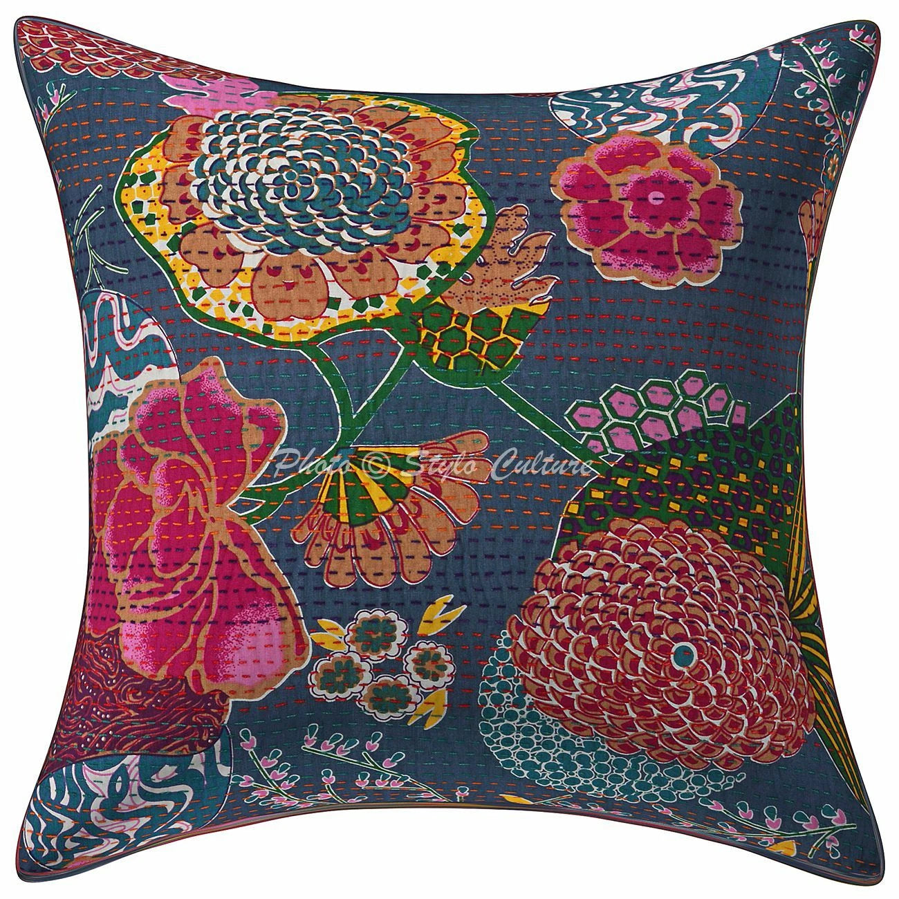 Dorm Decor Kantha Sofa Cushion Cover Kantha Pillow Case Cover Handmade Throw
