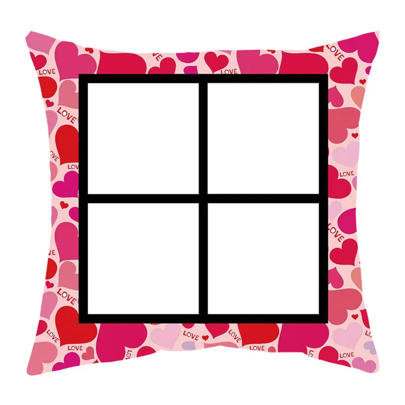DIY Pink Heart Love Gift Sofa Bed Cushion Cover Sublimation Blank Home Decor