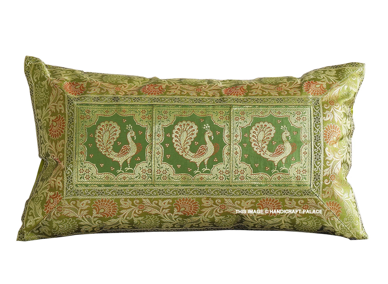 Handmade Brocade Silk Cushion Cover Indian Home Sofa Decor Pillow Case 12"x20"