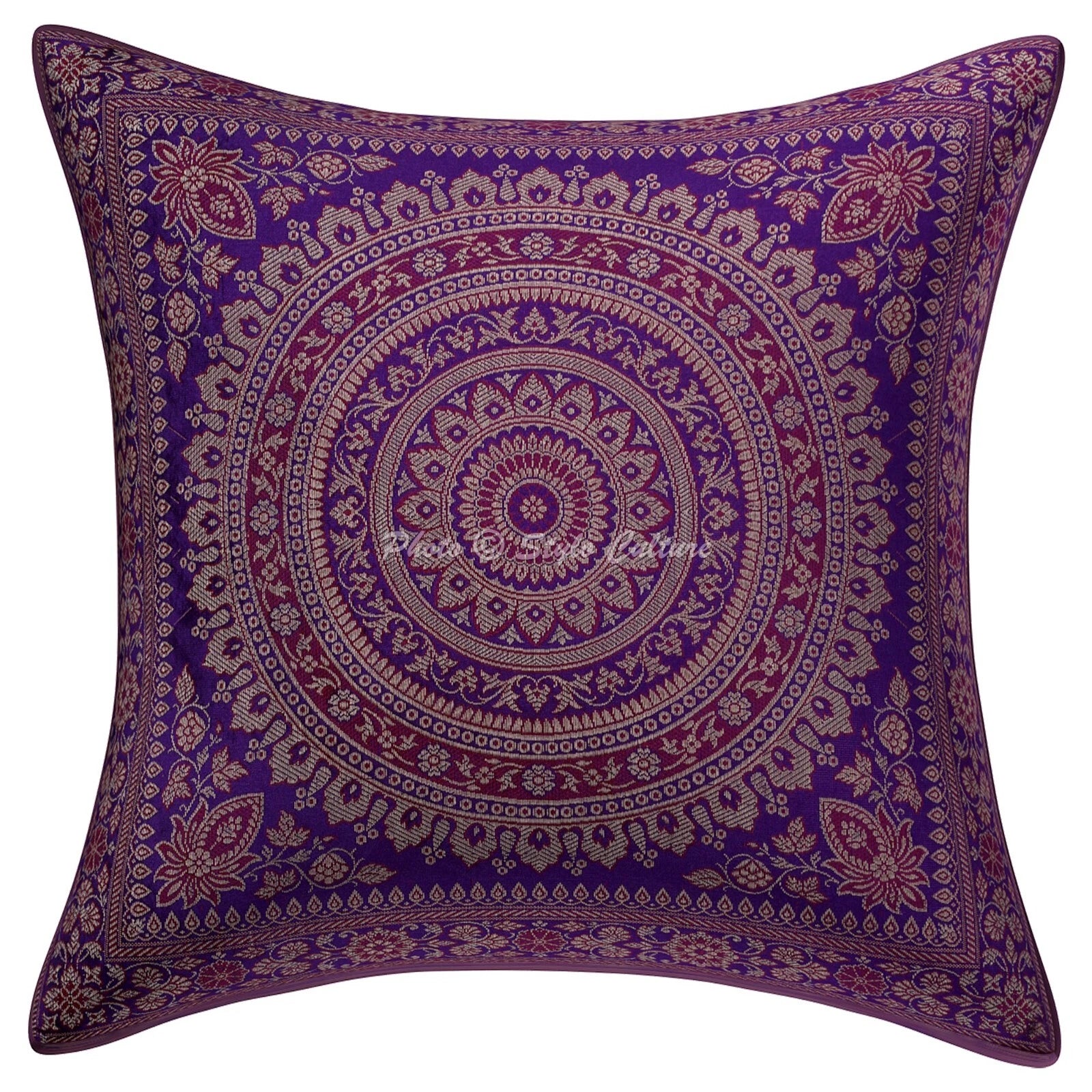 Home Decor 16 x 16 in Cushion Cover Brocade Jacquard Bohemian Pillow Case