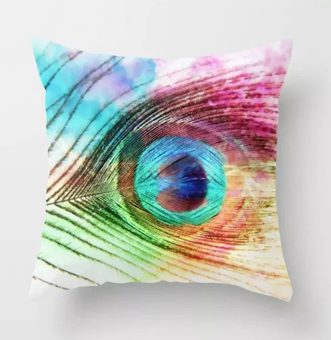 Peacock Feather Home Decor Printed Pillow Case Sofa Bed Throw Cushion Cover Mix