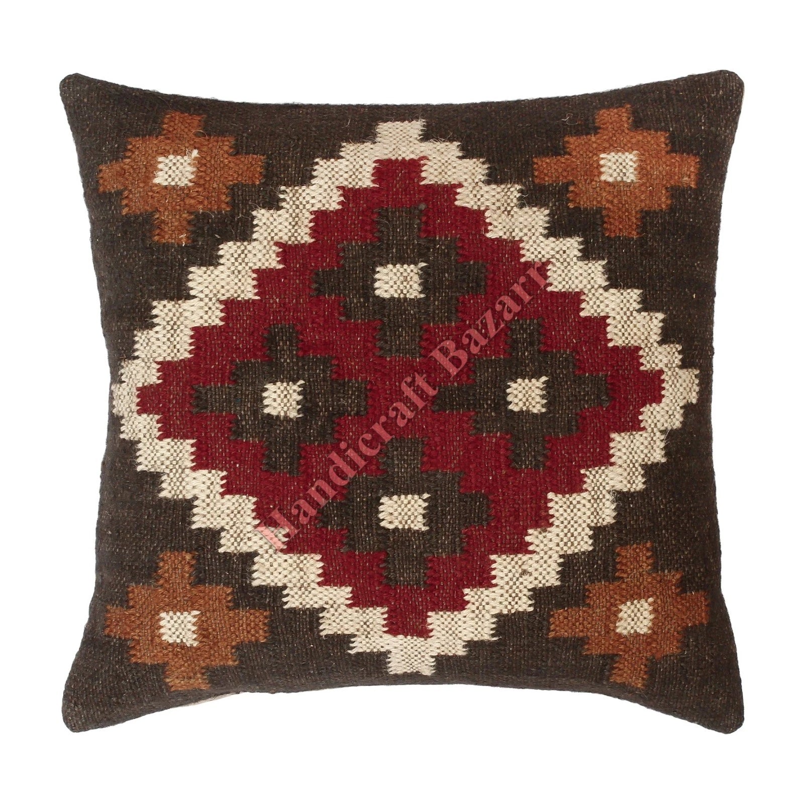Hallway Docor Sofa Sham Pillowcase Indian Kilim Cushion Cover 2 Pc Wool jute 18"