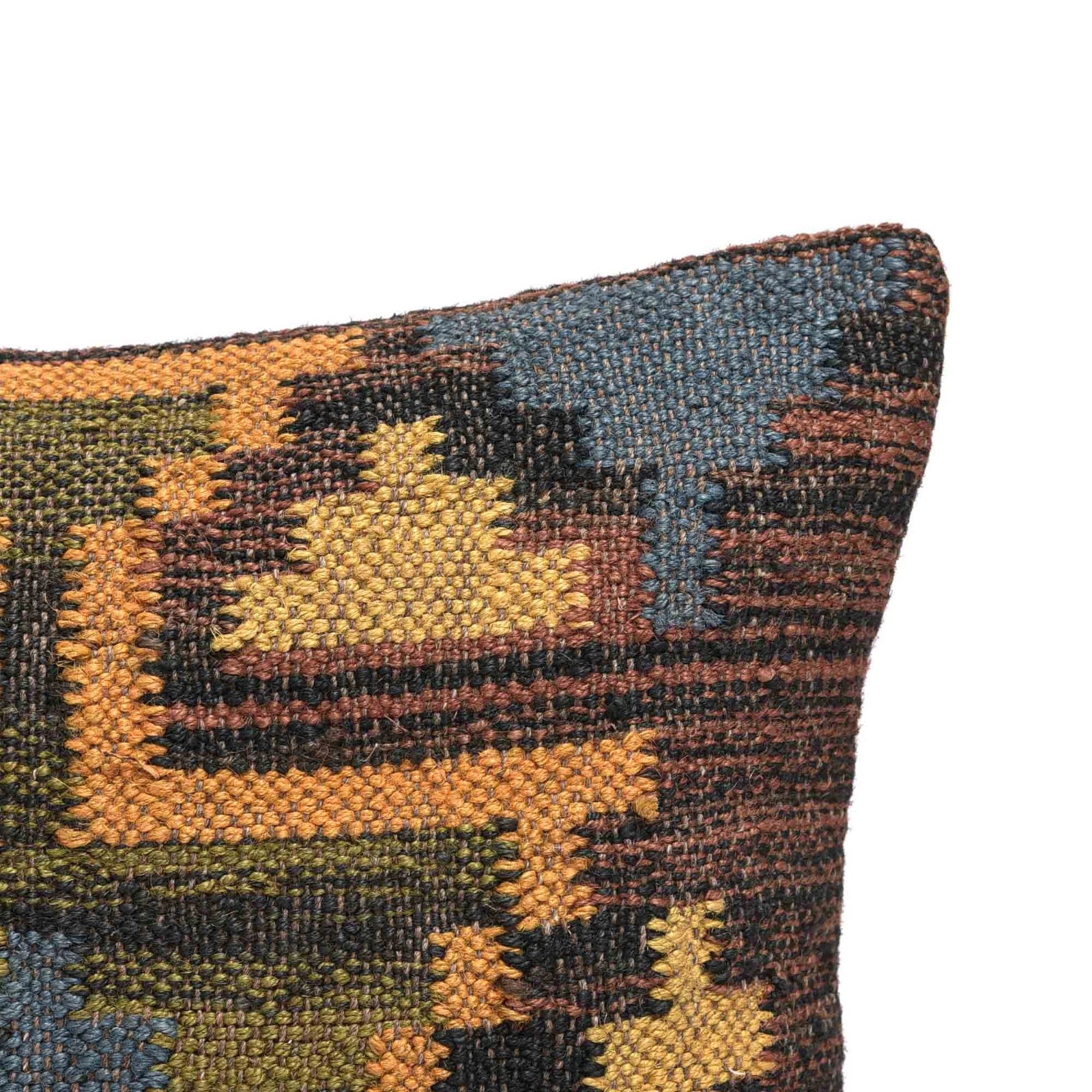 Handwoven Woll Jute Cushion Cover 18x18 Vinatge Sofa Pillow Case Kilim Chair Pad