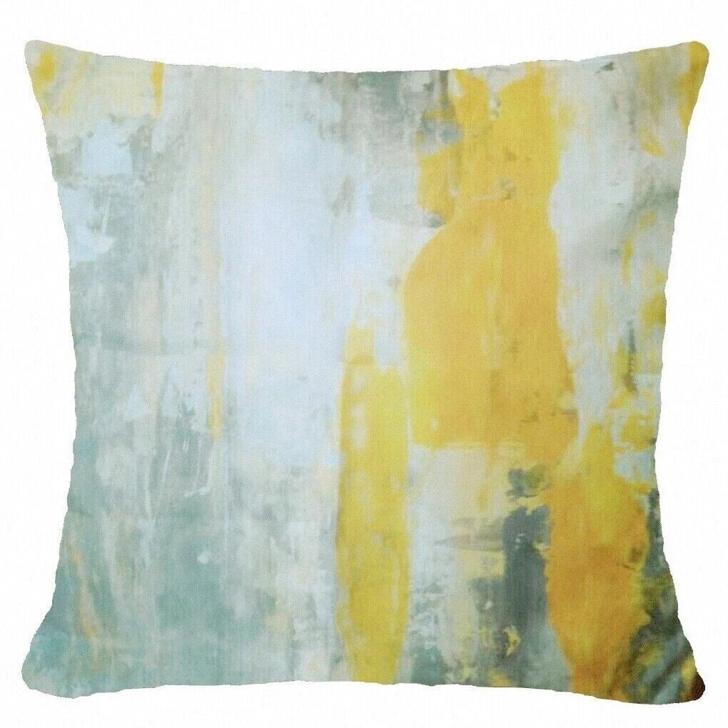 Yellow Throw PILLOW COVER 2-Sided Gray White Decorative Sofa Cushion Case 18x18"