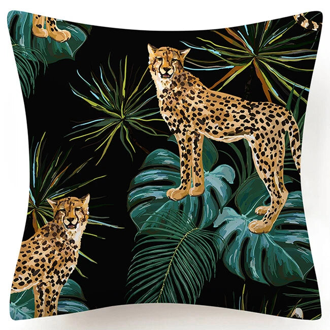 PILLOW COVER Landscape Leopard Decorative Sofa Bed Cushion Case 2-Sided 18x18"