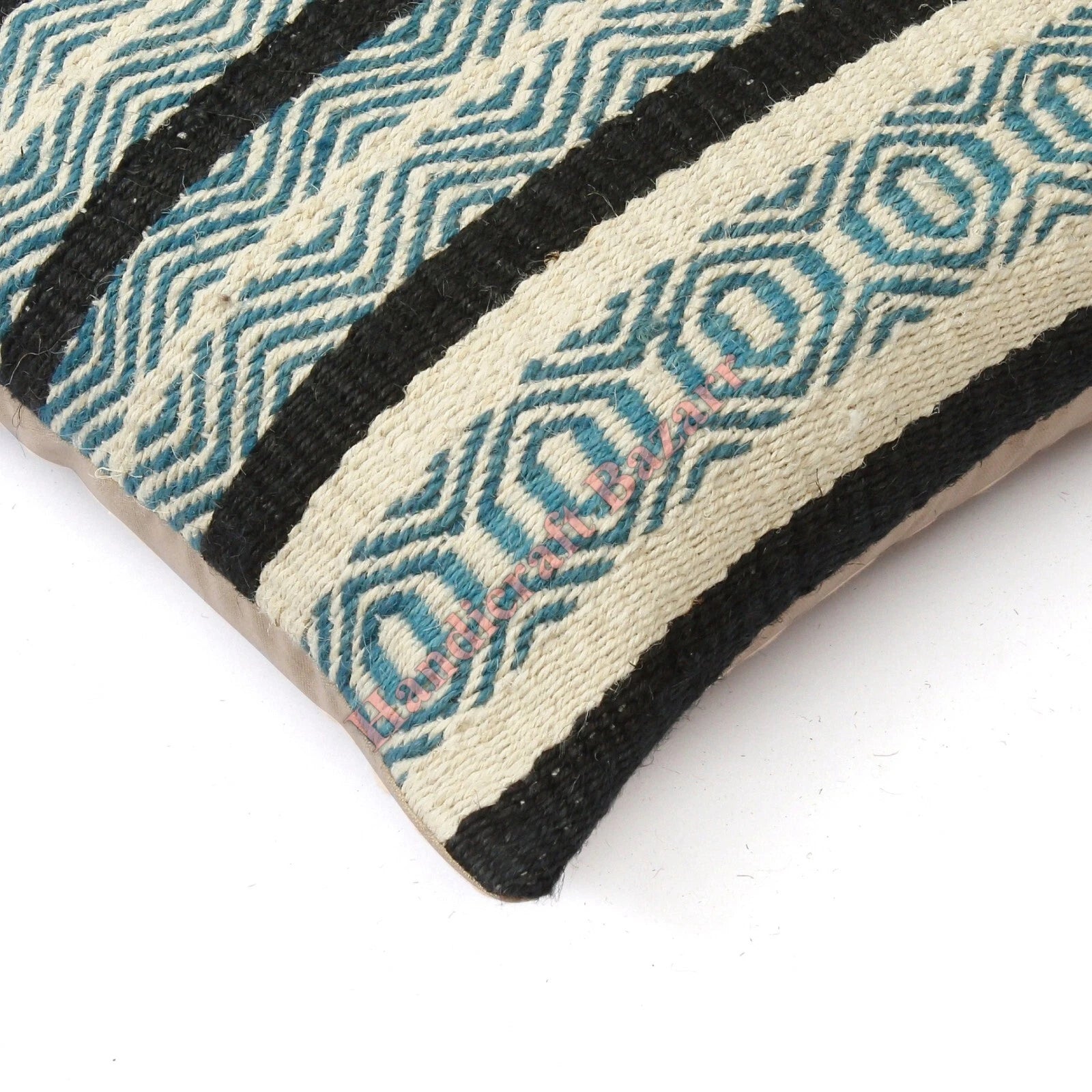 Hallway Docor Sofa Sham Pillowcase Indian Kilim Cushion Cover 2 Pc Wool jute 18"