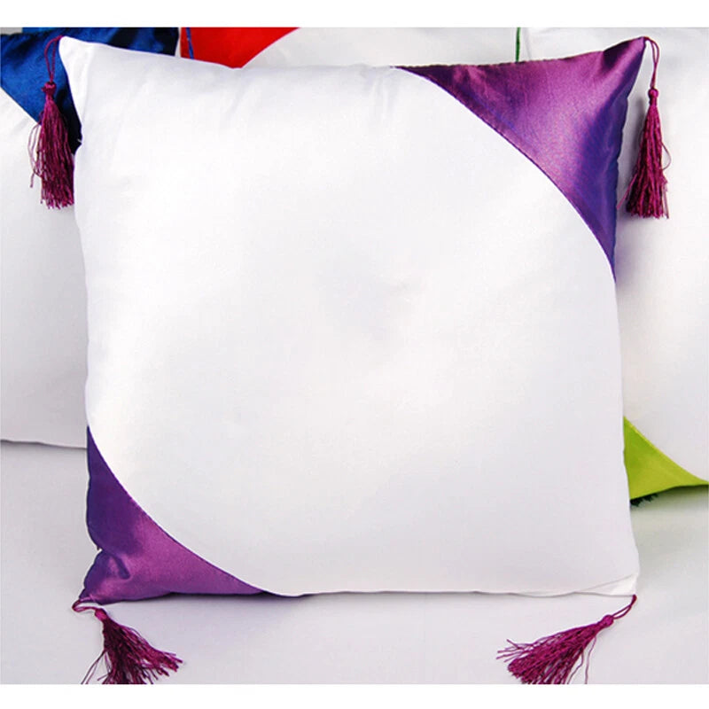 16" Sublimation Blank Pillow Case w/ Tassel Ball DIY Printed Home Sofa Bed Decor