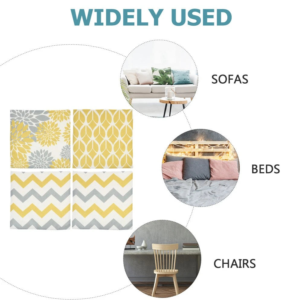 4 Pcs Pillow Case Office Decorative Pillowcase Sofa Bed Cushion Cover