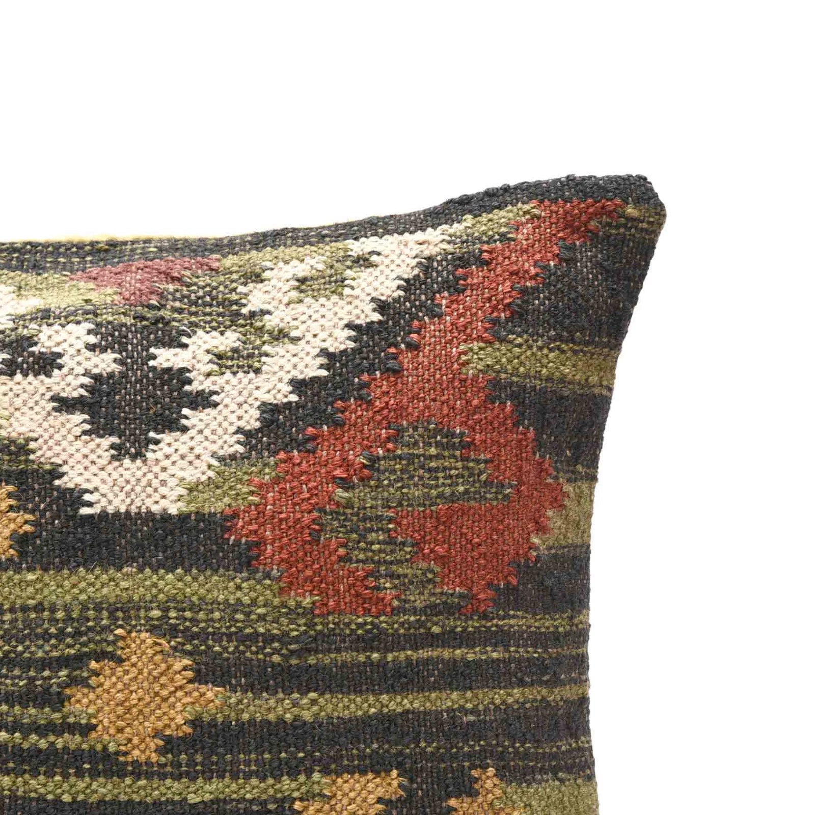 Handwoven Woll Jute Cushion Cover 18x18 Vinatge Sofa Pillow Case Kilim Chair Pad