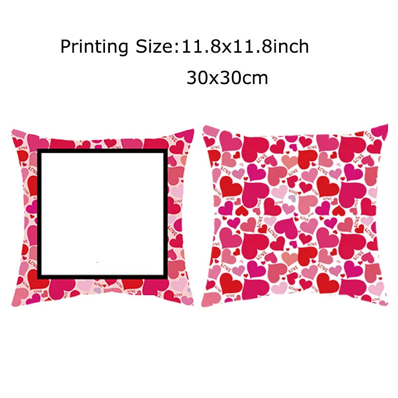 DIY Pink Heart Love Gift Sofa Bed Cushion Cover Sublimation Blank Home Decor