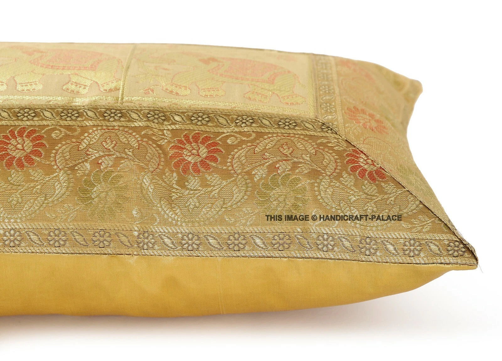 Indian Home Decor Bedding & Sofa Pillow Case Brocade Silk Cushion Cover 12"x20"