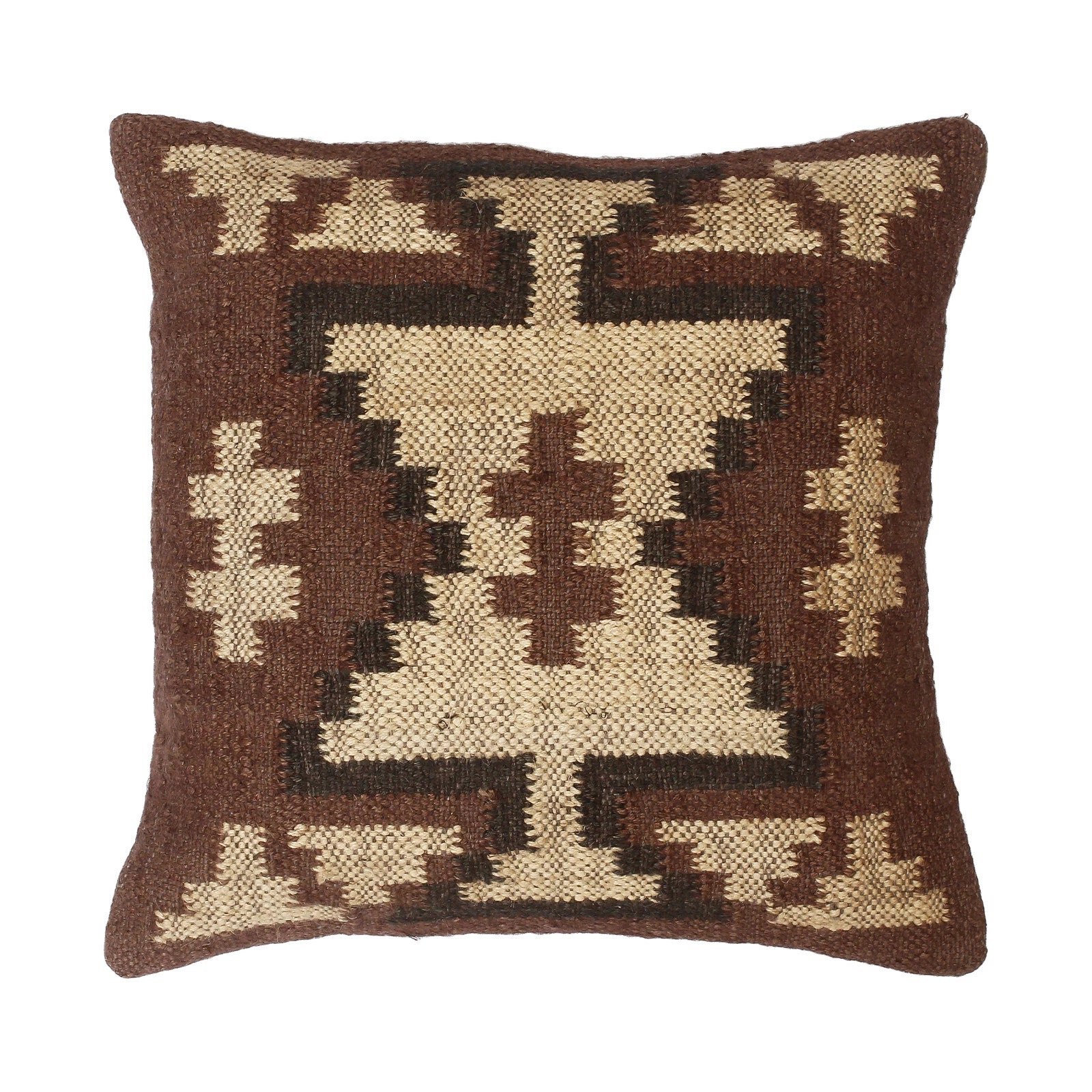 Handwoven Woll Jute Cushion Cover 18x18 Vinatge Sofa Pillow Case Kilim Chair Pad