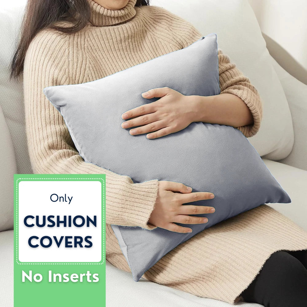 4x Cushion Covers Velvet Cushion Filled Bed Sofa Pillow Settee Protector 18"x18"