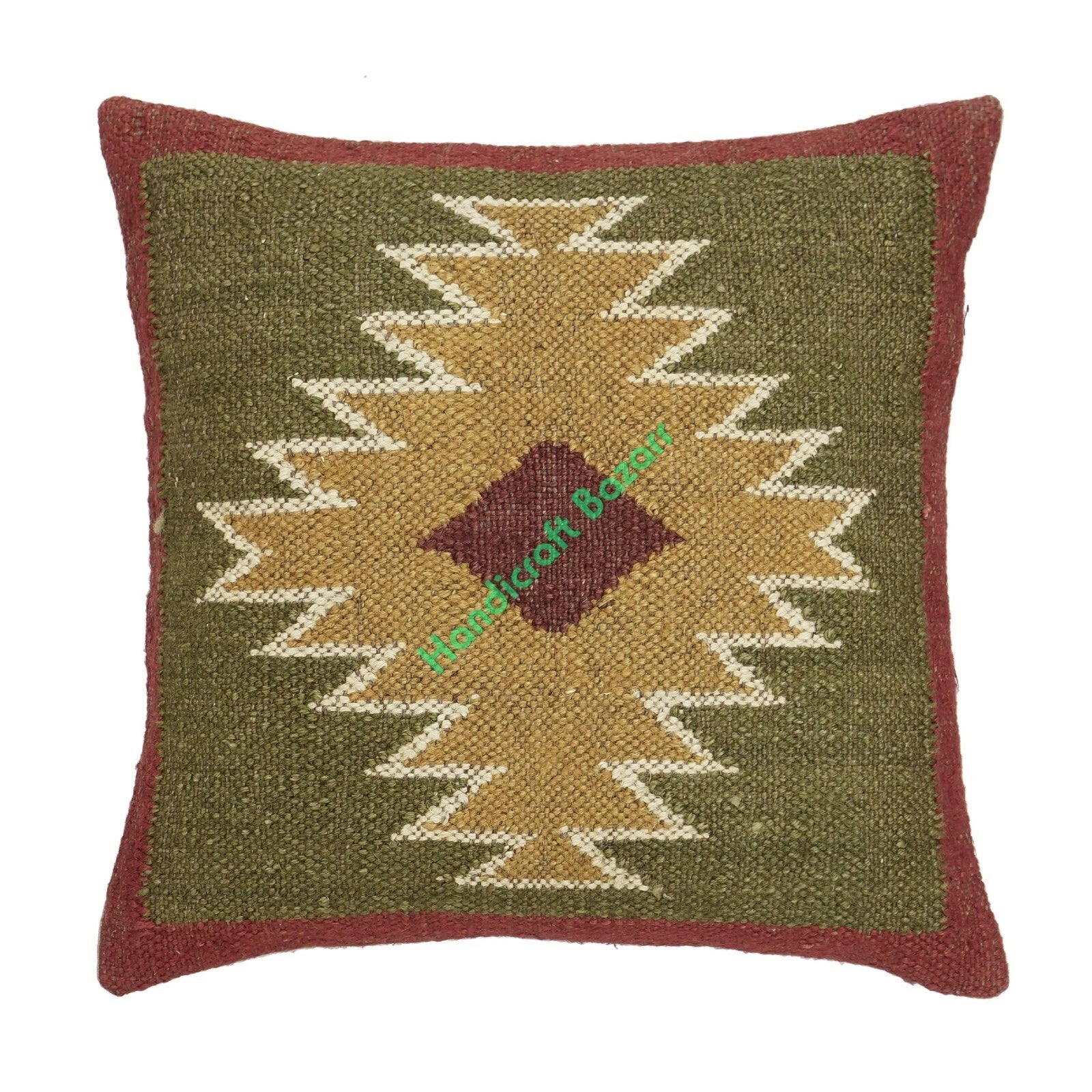 Hallway Docor Sofa Sham Pillowcase Indian Kilim Cushion Cover 2 Pc Wool jute 18"