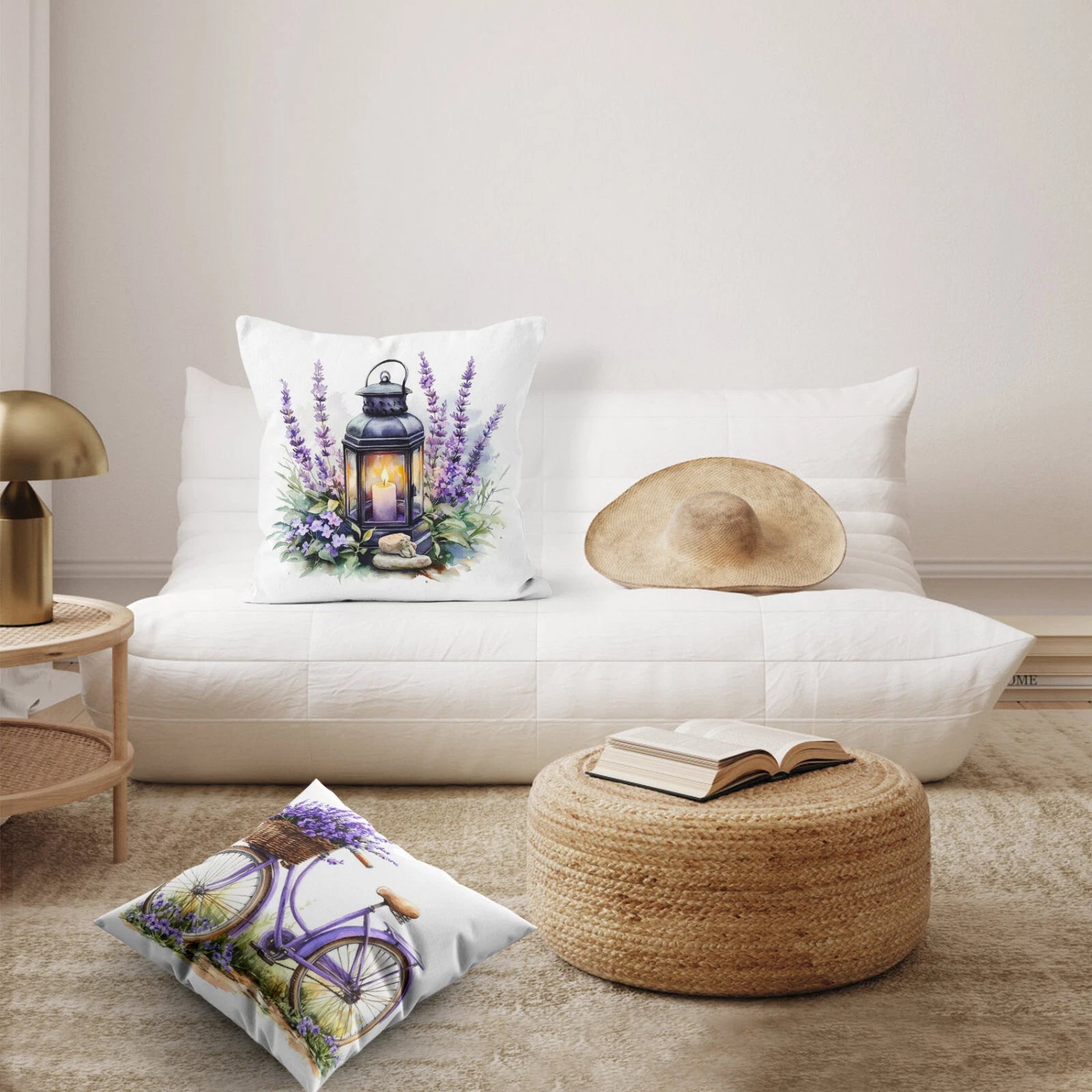 4pcs Butterfly Purple Lavender Floral Pillow Case Cushion Cover Sofa Home Decor