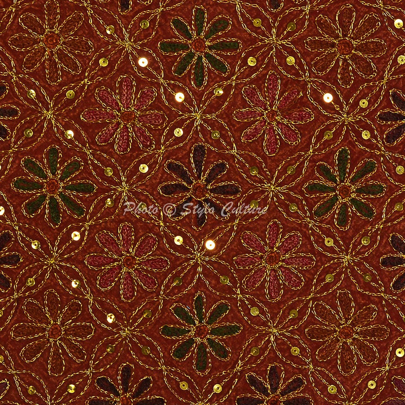 Indian Zari Embroidered Cotton Throw Cushion Cover Floral Sofa Pillowcase Boho