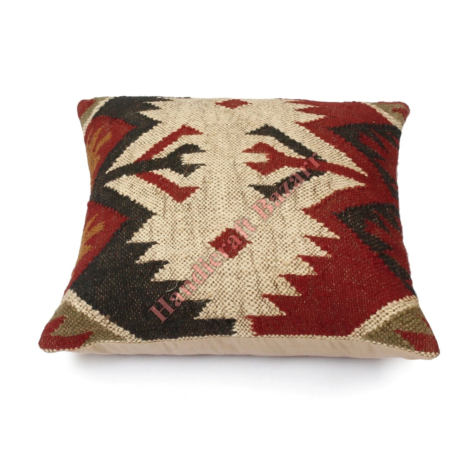 Hallway Docor Sofa Sham Pillowcase Indian Kilim Cushion Cover 2 Pc Wool jute 18"