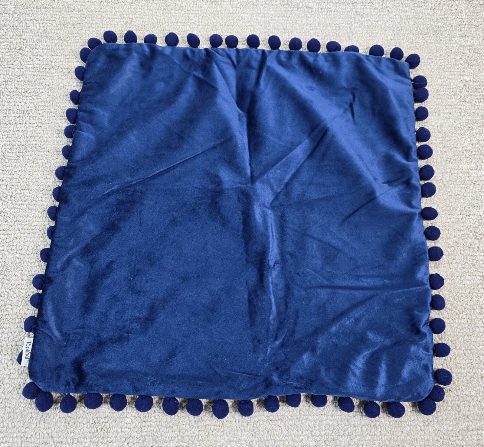 Blue Pom Soft Cushion Throw Cover Pillow Case Chair Bed Sofa Velvet Decor Zip