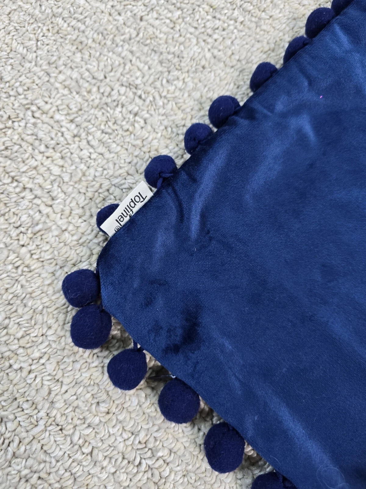 Blue Pom Soft Cushion Throw Cover Pillow Case Chair Bed Sofa Velvet Decor Zip