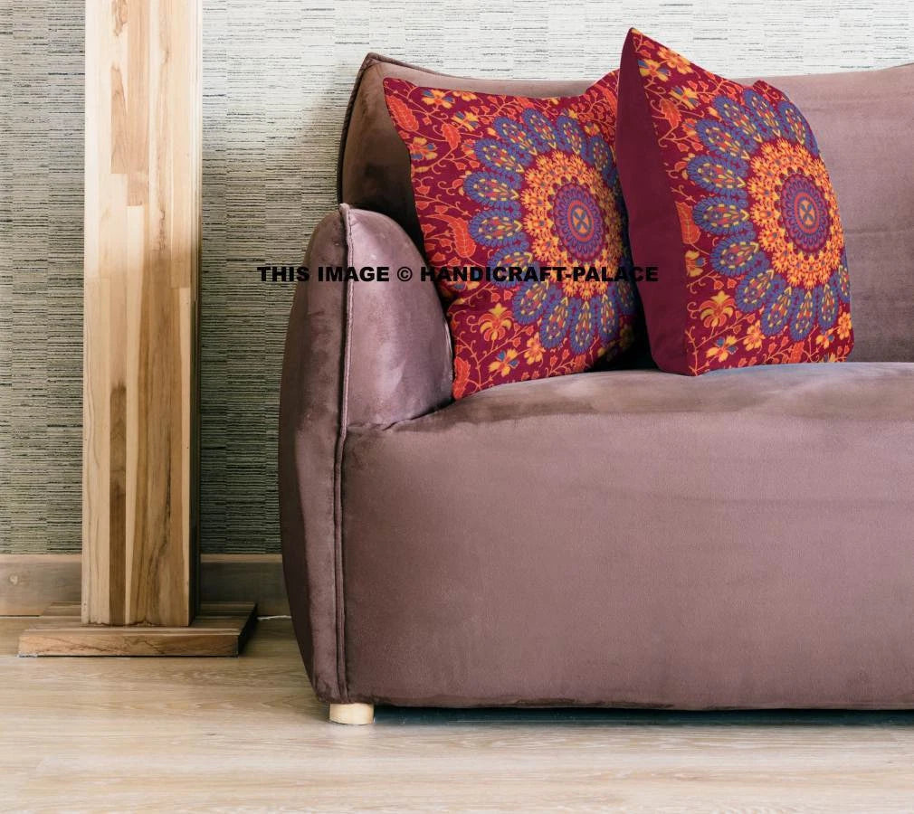 Indian Peacock Mandala Cushion Cover Square Floor Pillow Large Sofa Bed Decor