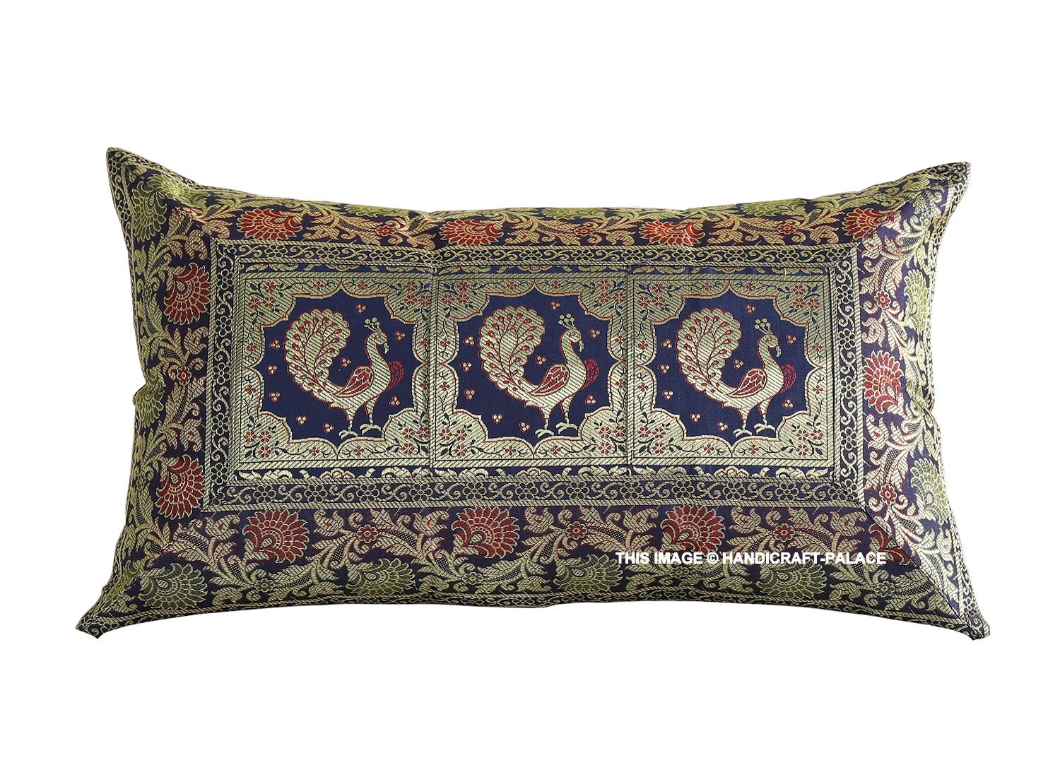 Handmade Brocade Silk Cushion Cover Indian Home Sofa Decor Pillow Case 12"x20"