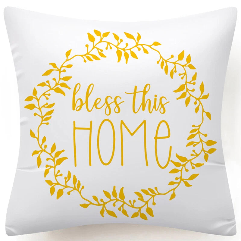 Yellow Throw PILLOW COVER 2-Sided Gray White Decorative Sofa Cushion Case 18x18"