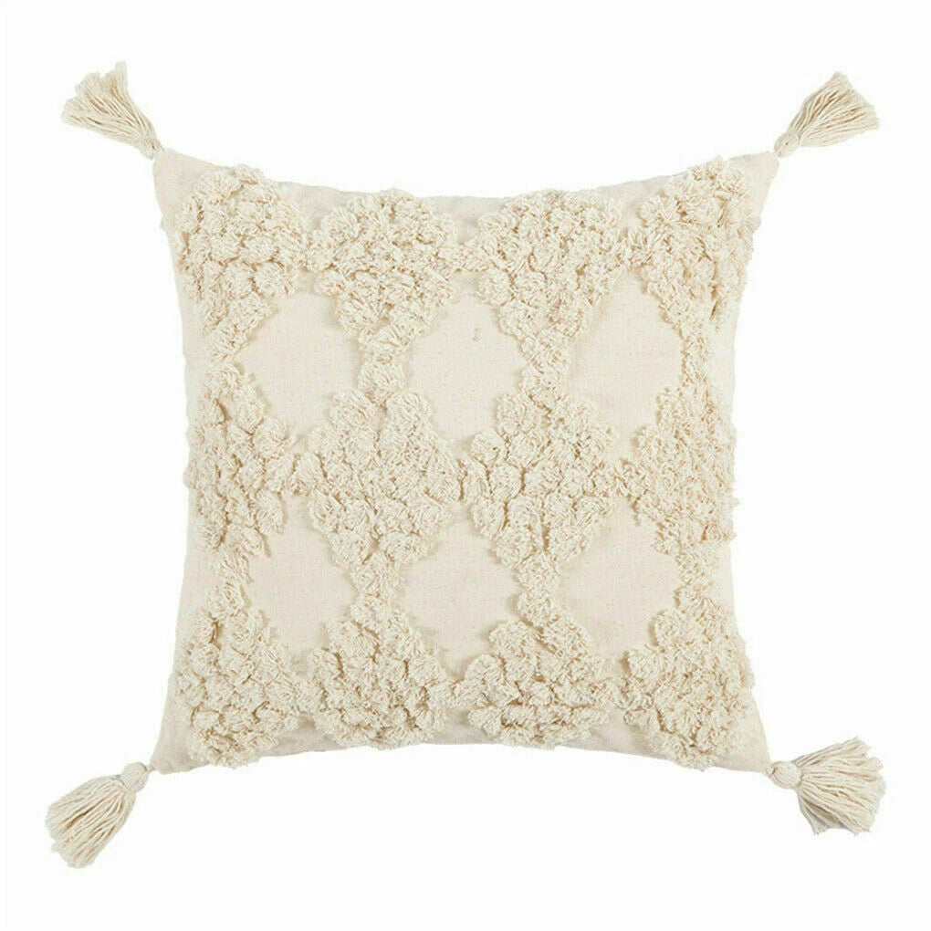 Boho Moroccan Throw Pillow Covers w/ Tassel Tufted Sofa Bed Cushion Cases Home