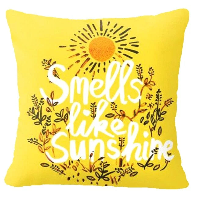 Yellow Throw PILLOW COVER 2-Sided Gray White Decorative Sofa Cushion Case 18x18"