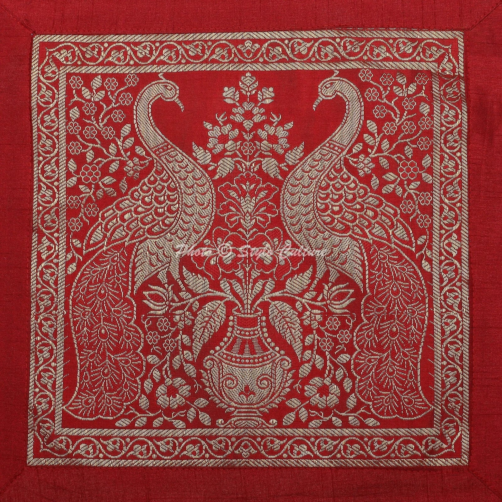 Pillow Cover Handcrafted Brocade Jacquard Decor Car Sofa Cushion Case 18 x 18 in