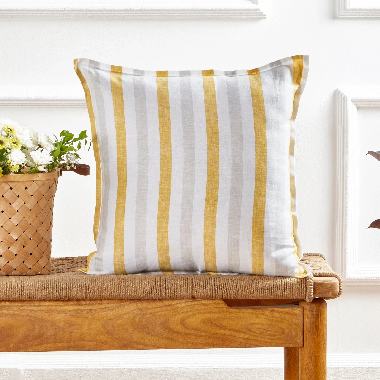 Solino Home Square Linen Pillow Cover for Cushion Couch, Sofa Bed, Santa Barbara