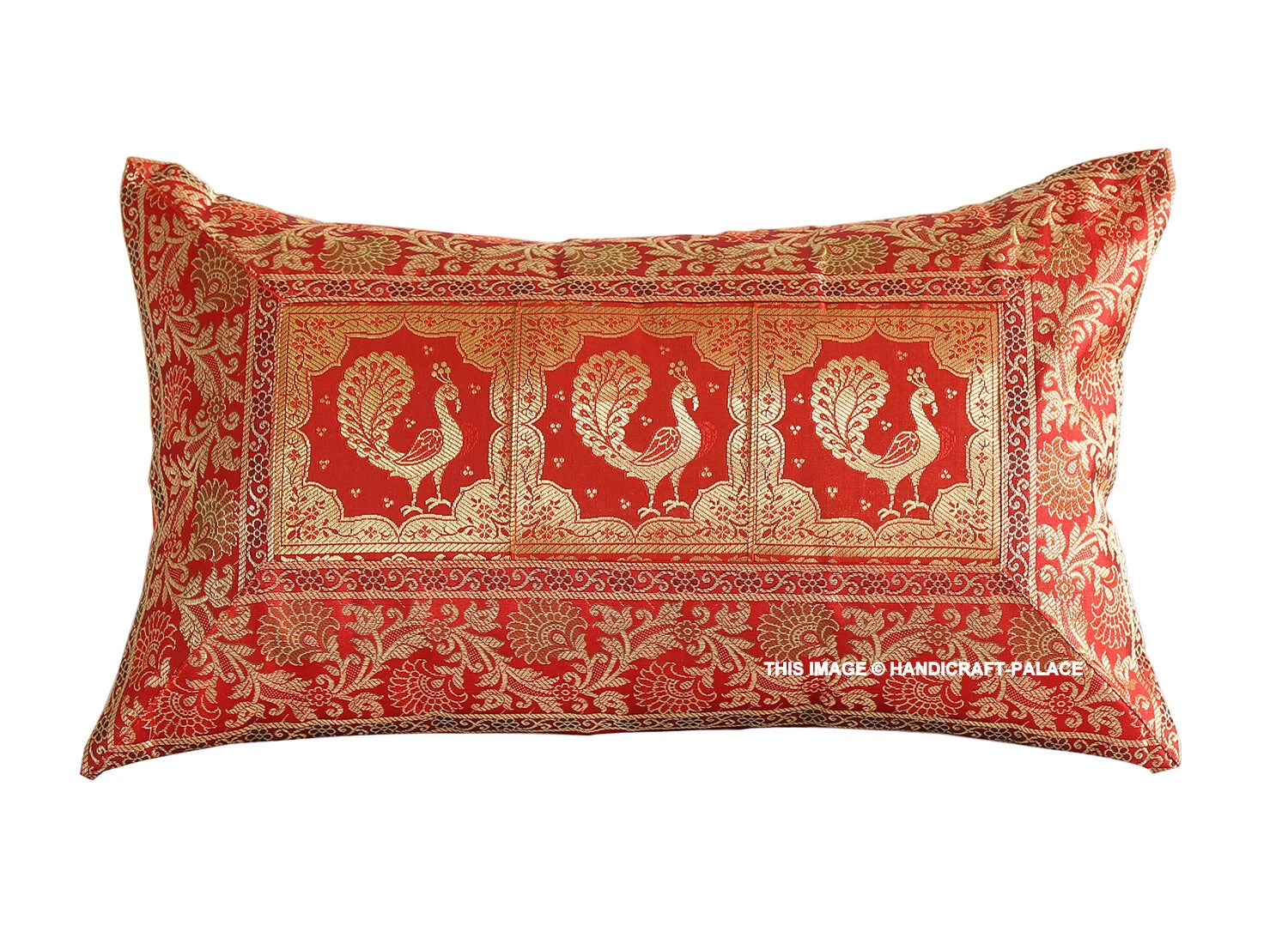 Handmade Brocade Silk Cushion Cover Indian Home Sofa Decor Pillow Case 12"x20"