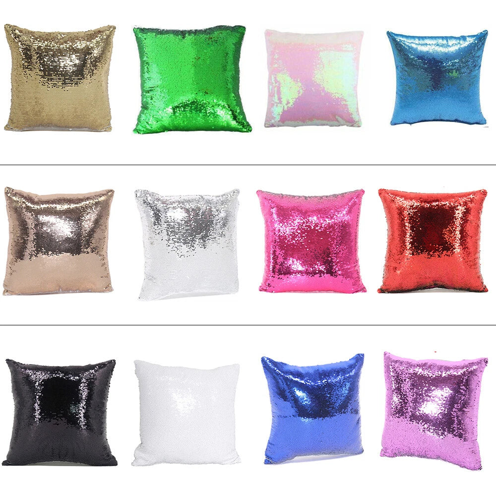 50Pcs Sublimation Blank Reversible Sequin Pillow Case Throw Cushion Cover 16x16"