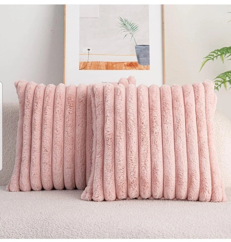 18"x18" Plush Fluffy Fur Cushion Covers Luxury Soft Sofa Bed Throw Pillow Cases