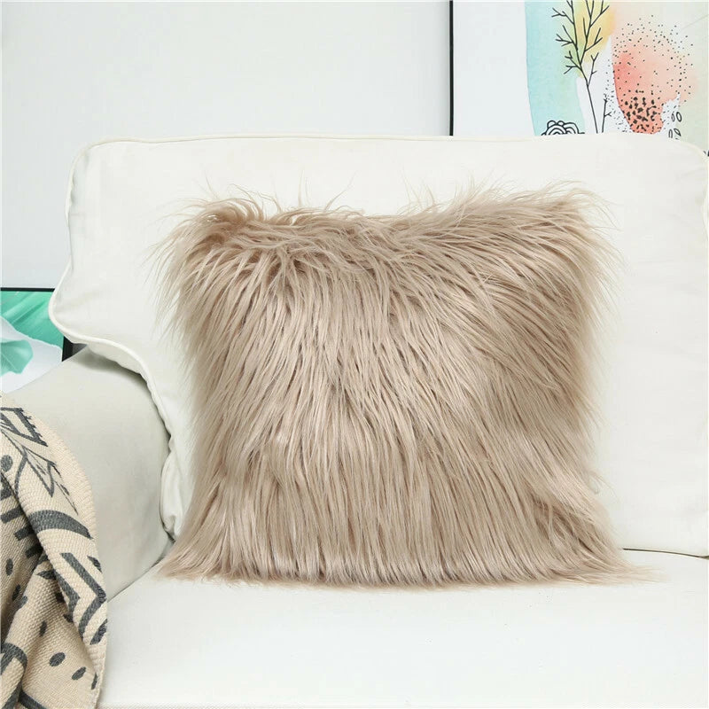 Soft  Faux Fur Fluffy Pillow Case Plush Cushion Cover Throw Sofa Bed Home Decor