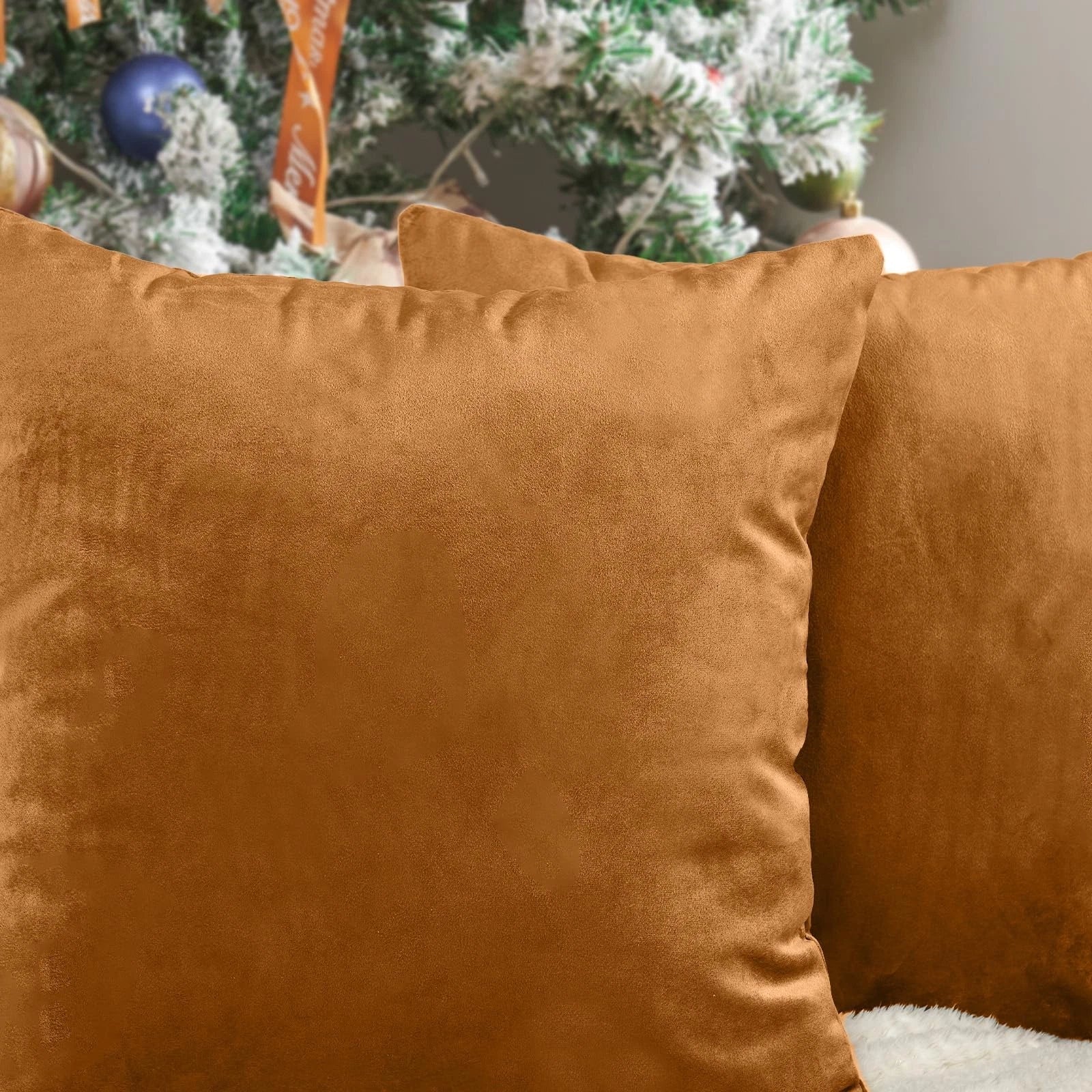 Brown Velvet Throw Pillow Covers 18 x 18 Decorative Pillowcases for Couch Bed...