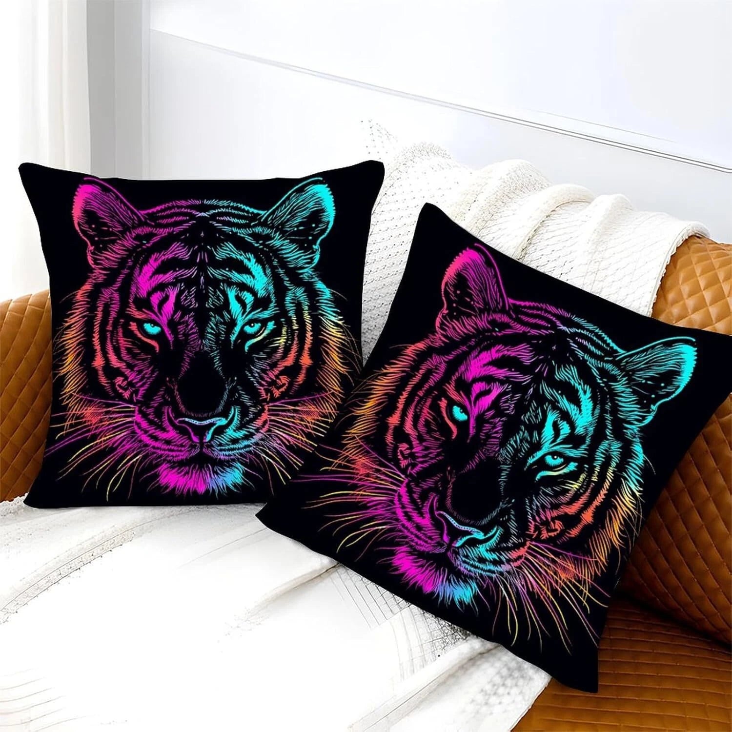 Throw Pillow Cases Set of 2 for Bed Cushions Square Pillow Cases for Car Couch