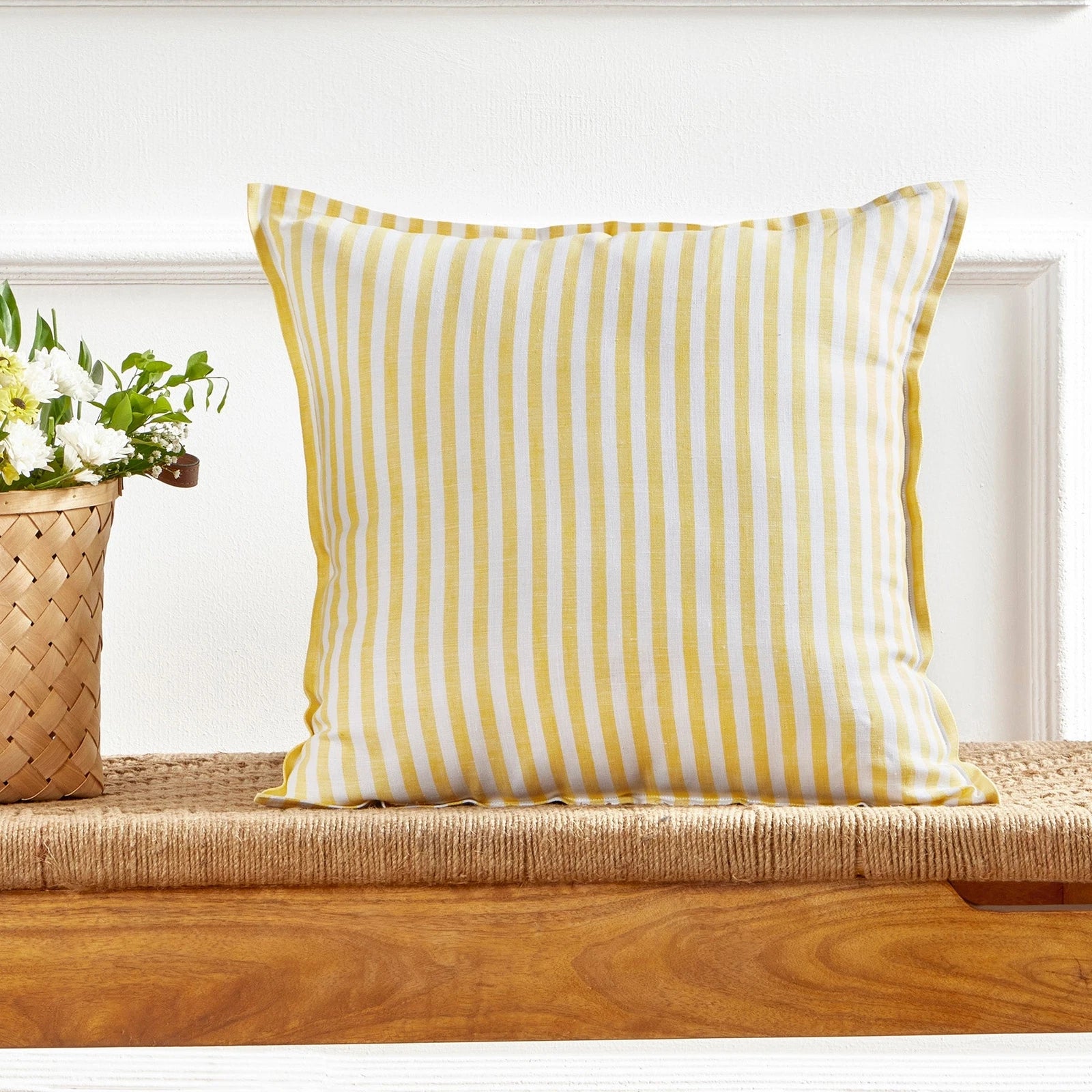 Solino Home Square Linen Pillow Cover for Cushion Couch, Sofa Bed, Santa Barbara