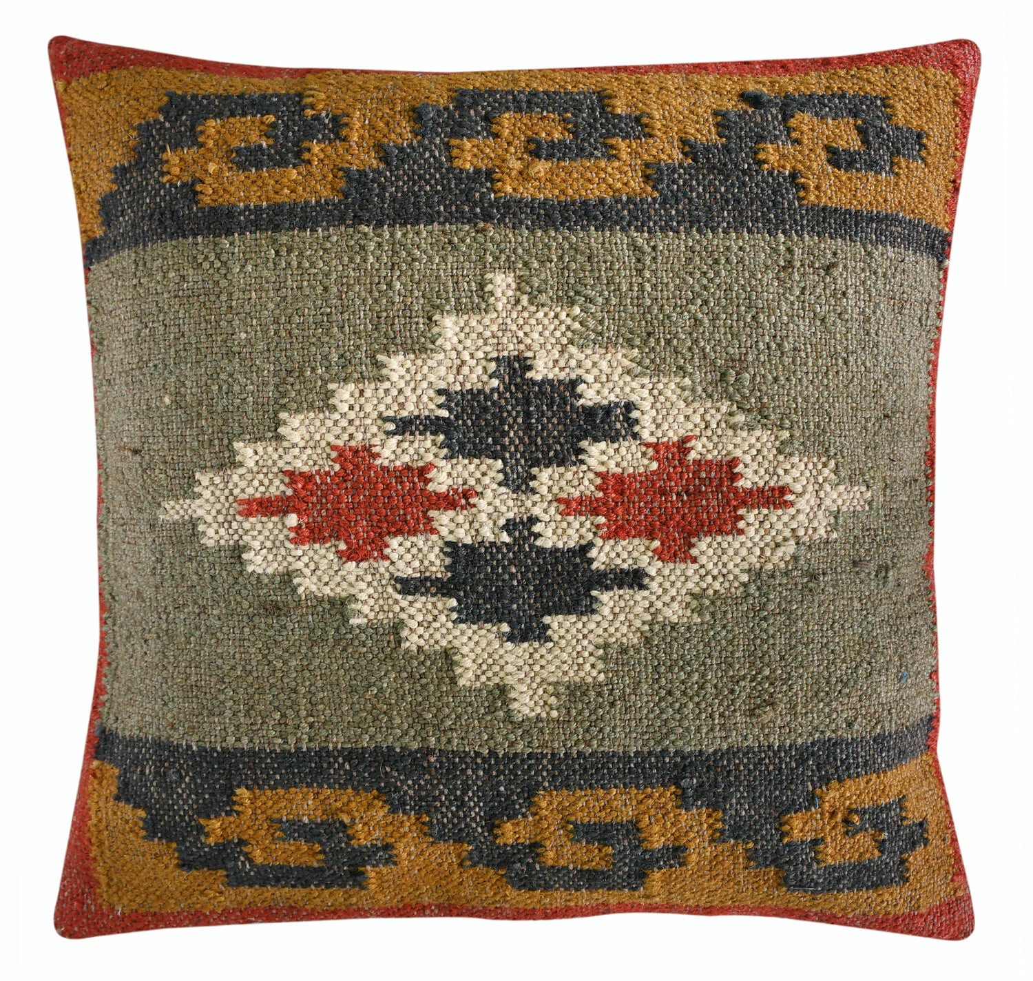 Rustic 2 Pc Kilim Cushion Cover Wool Jute Pillow Living Room Sofa Decor Boho Cas